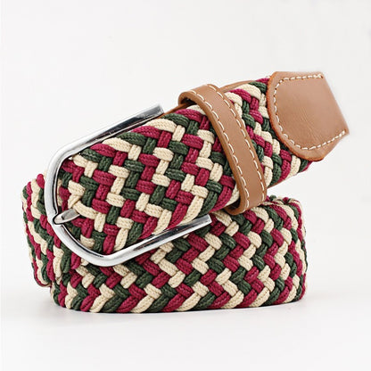 Women's Canvas Student Casual Stretch Braided Needle Buckle Belt - Youthful Confidence