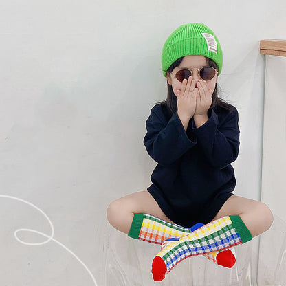 Striped Rainbow Plaid Children's Socks Cotton Children's Tube Socks