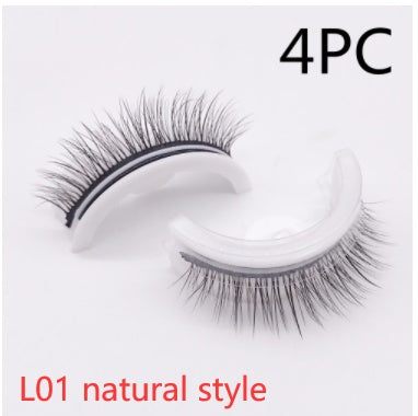 Återanvändbara 3D Mink Lashes naturliga falska ögonfransar Självhäftande falska limmar fria lass Makeup ögonfrans Extens Silk ögonfransar