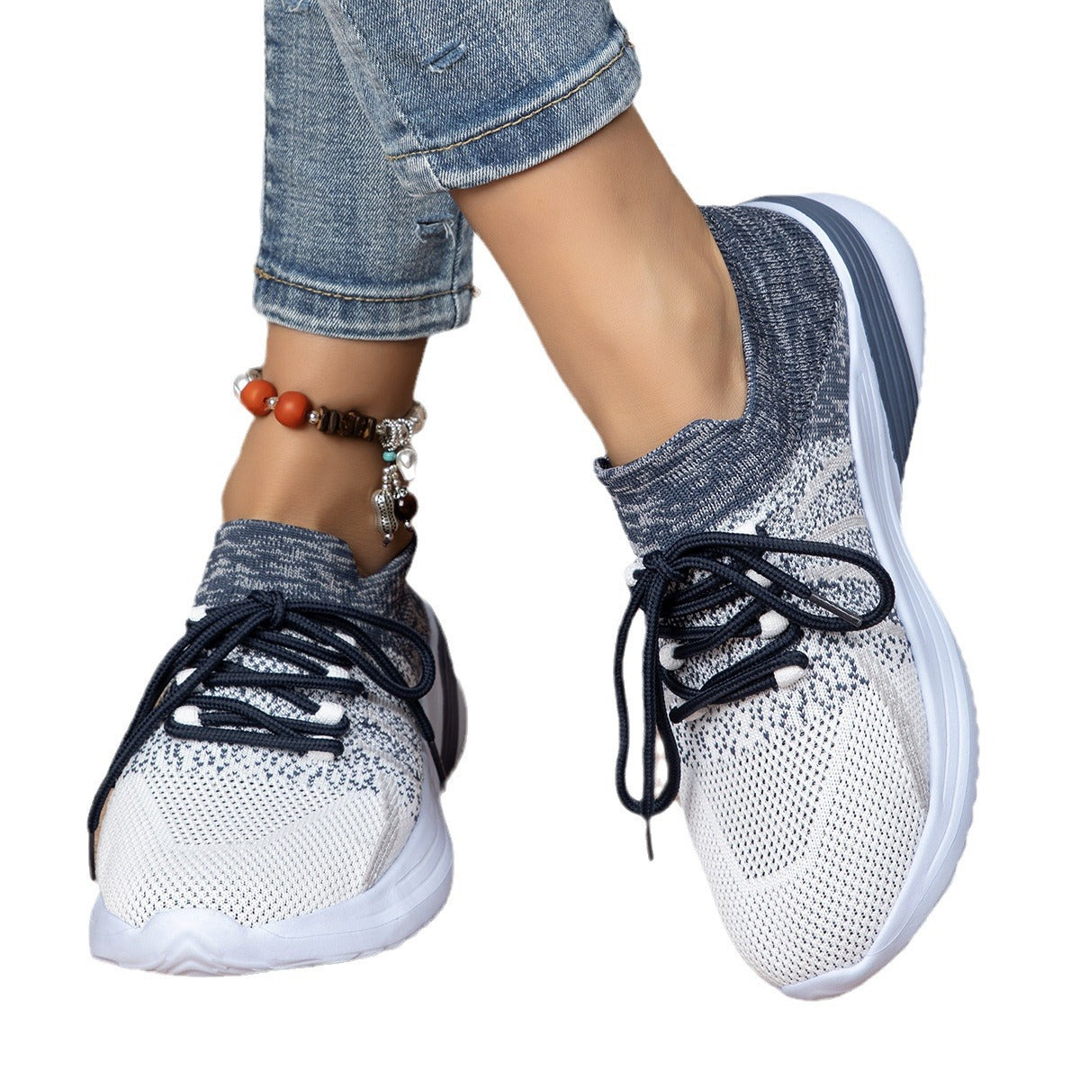 New Lace-up Sports Shoes Women Color-matching Breathable Mesh Shoes Running Walking Casual Sneakers