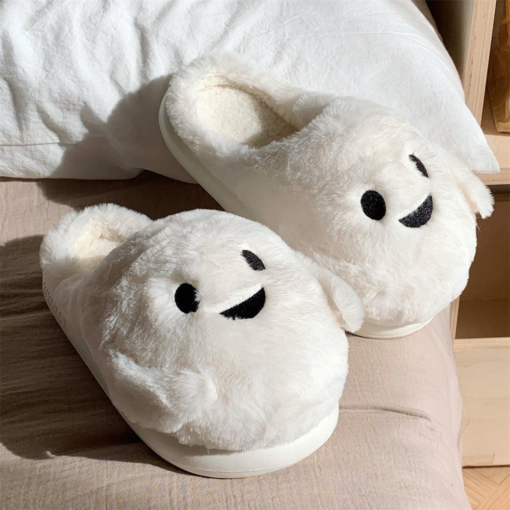 Couple Halloween Cute Little Ghost All-inclusive Cotton Slippers