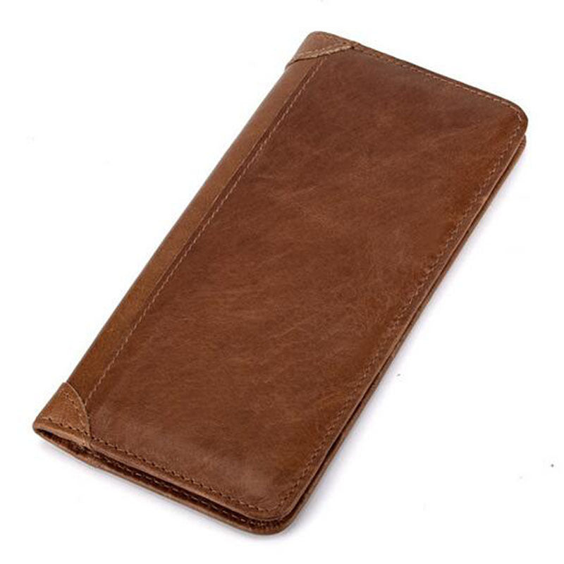 Cowhide Wallet Retro Vaxad Cowhide Läder Plånbok Mynt med fler kort plånboka