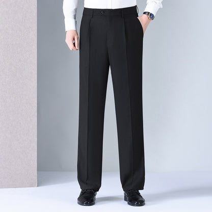 Mulberry Silk Men's Middle-aged Loose Straight Non-ironing Suit Pants