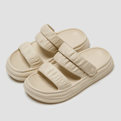 Qingchen Retro Folded Two Wears Bathroom Bathing Home Summer Anti Slip Slippers