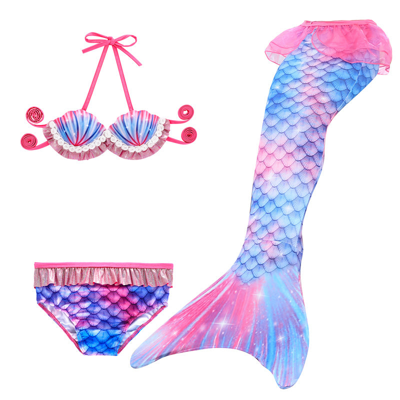 New Mermaid Tail Clothing Princess Dress Suit Children Split Bikini Swimsuit