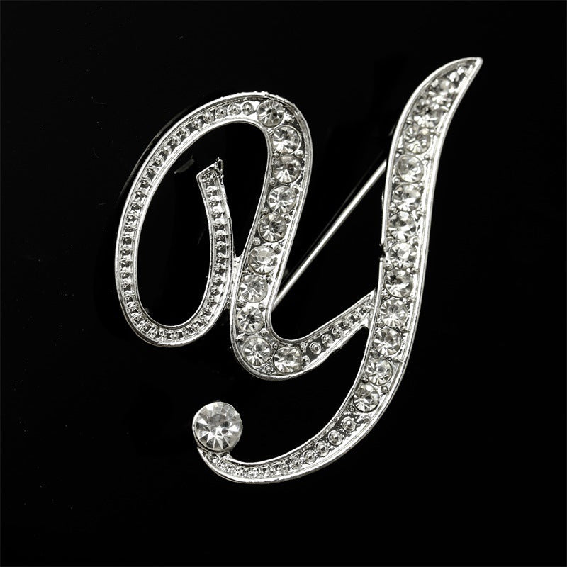 26 English Alphabet Brooches With Diamonds