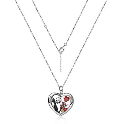 Halloween Heart-shaped Skull Necklace With Rhinestones Couple Love Clavicle Necklace Men And Women Jewelry Accessories