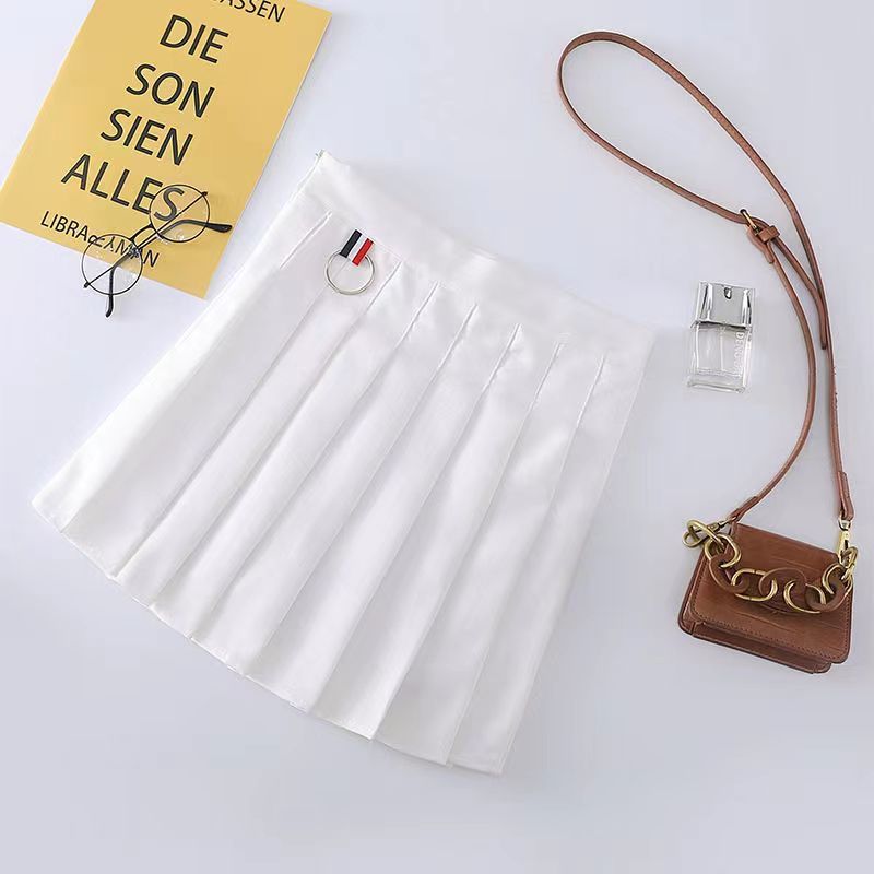 Professional European American Fashion Laminated Mini Skirt - Polyester High-Waisted (Picture Color, S-L, College Style)