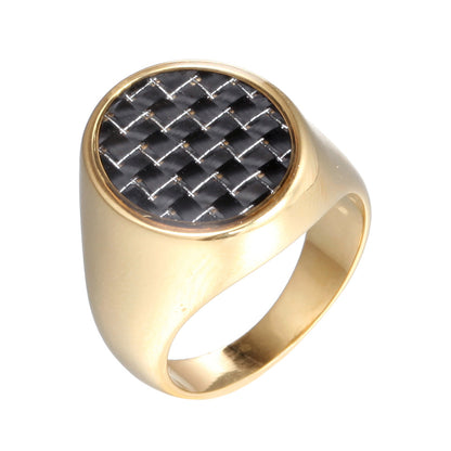 Popular Retro Carbon Fiber Titanium Steel Rings For Men And Women