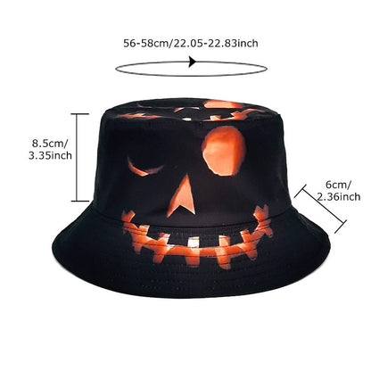 Halloween Hats Creative Cartoon Pumpkin Grimace Printed Sun-shade Fisherman Hat