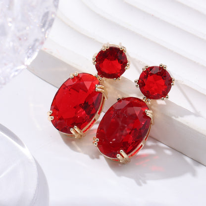 Ins Drop-shaped Rhinestones Earrings Creative Personality Alloy Oval Earrings