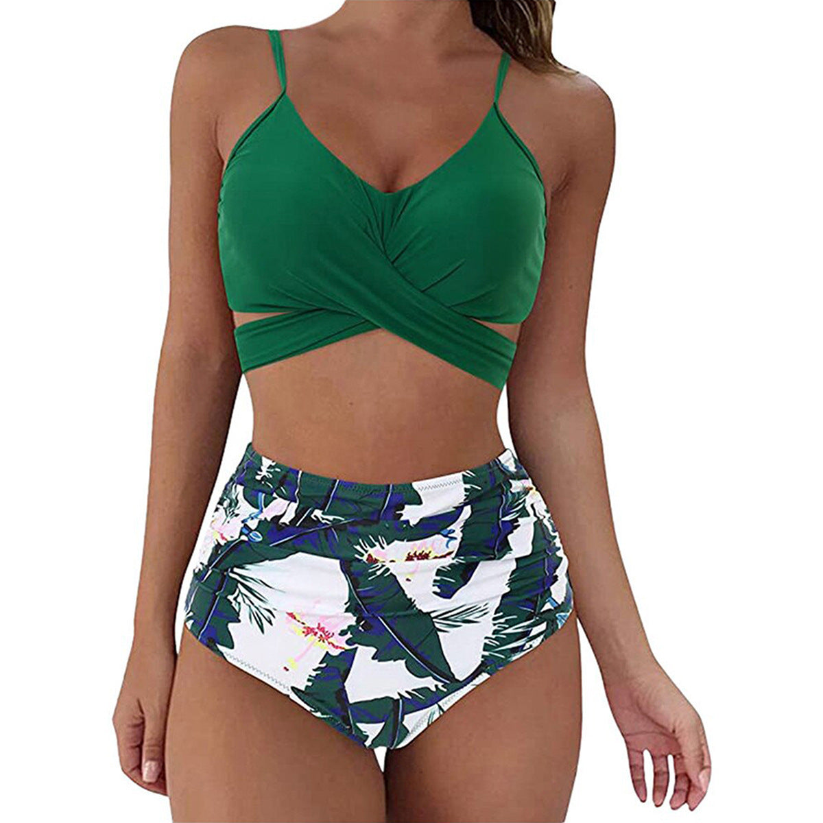 Kvinnor Sexig Soild Print Bikini Set Push Up Badkläder