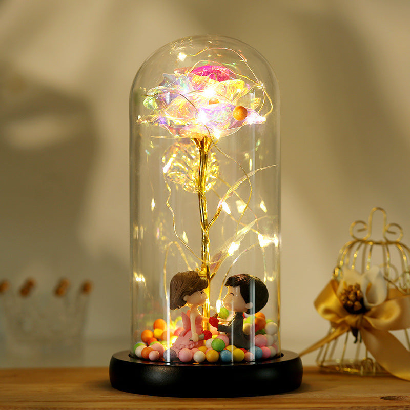 Colorful 24k Gold Foil Flower Color GoldWith Lights Christmas Gift