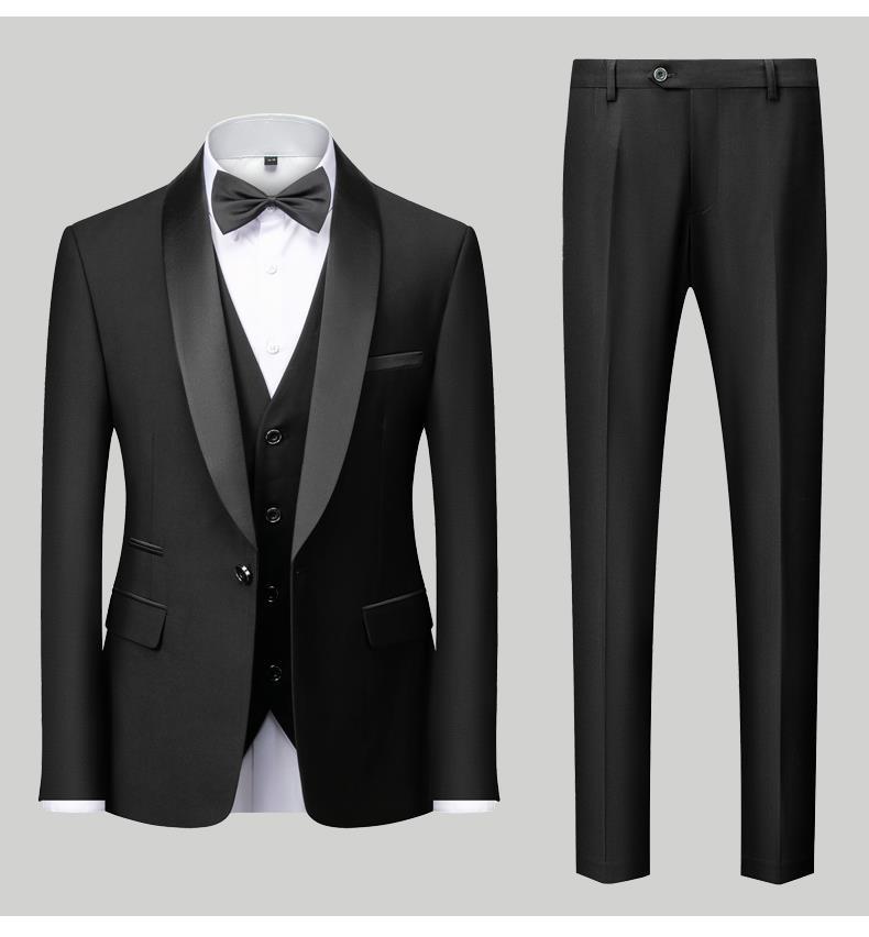 Men's Suit Set Green Fruit Collar Stage Suit Dress Host Performance Bridegroom Best Man Three-piece Suit