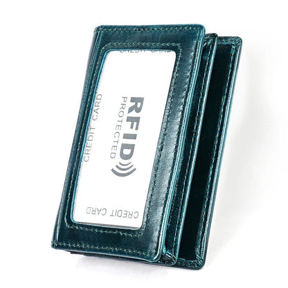 Leather Anti-magnetic RFID Anti-theft Swiping Change Document Package Card Holder