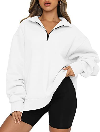 Dam sweatshirts Zip turndown krage Lösa Casual Tops Kläder