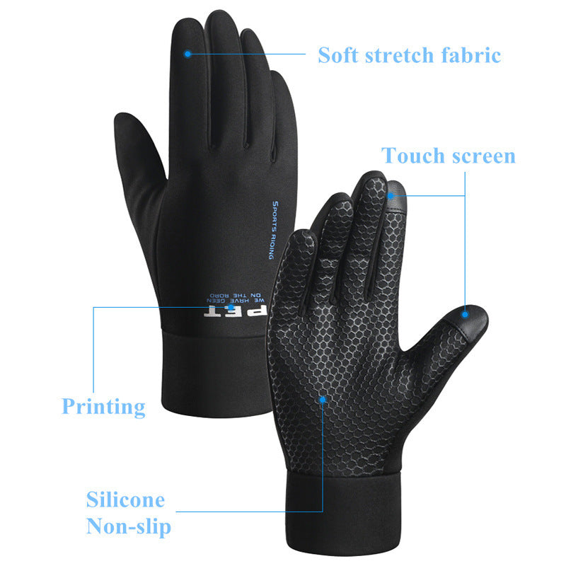 Men's Waterproof Non-slip And Warm Touch Screen Cycling Gloves