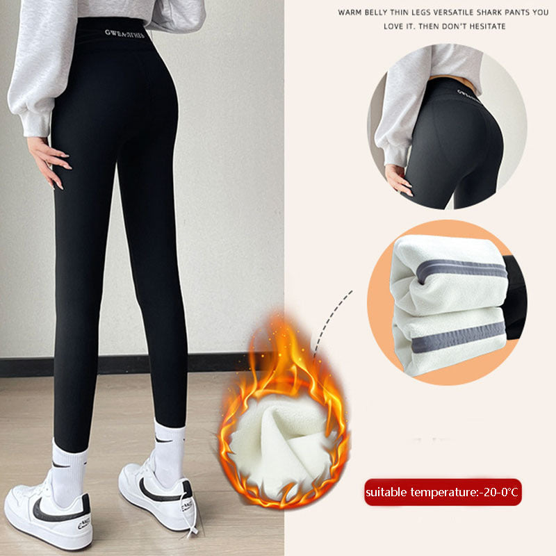 Leggings épais en polaire pour femmes, pantalon de requin, taille haute, serré, slim, contrôle du ventre, fesses, pantalon de Yoga amincissant, hiver -20 à 5