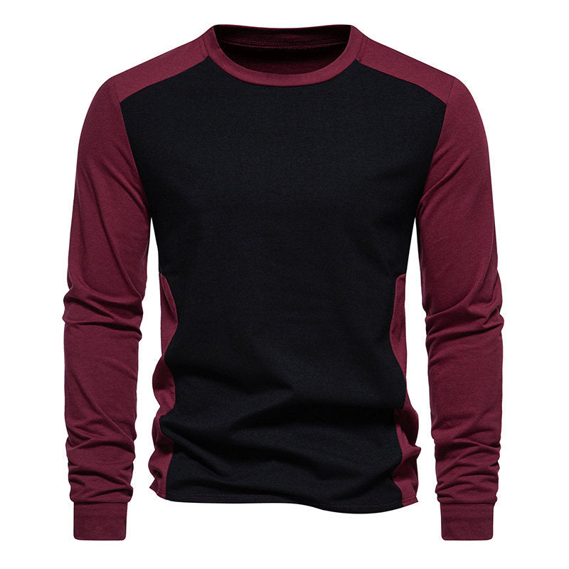 Autumn And Winter New Long Sleeve T-shirt Men's Base Shirt Matching Color Round Neck Sleeve Men's Long Sleeve T-shirt