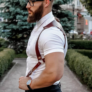 Men's Leather Bondage Suspenders Personalized - Bold Expression