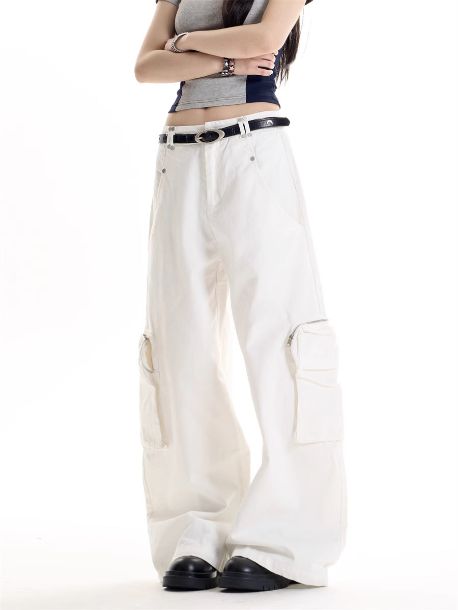 American Retro Hot Girl Style Multi-pocket Cargo Pants