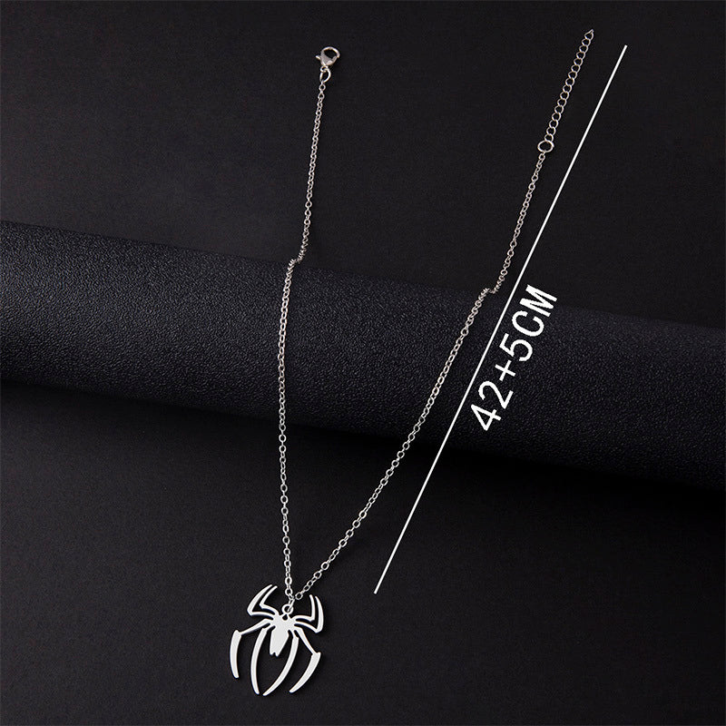 Punk Halloween Stainless Steel Necklace Gothic Ghost Spider Pendant Necklaces For Women Men Jewelry Gift