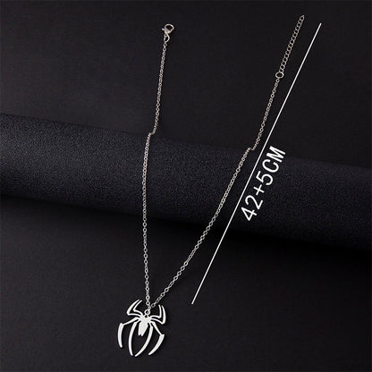 Punk Halloween Stainless Steel Necklace Gothic Ghost Spider Pendant Necklaces For Women Men Jewelry Gift