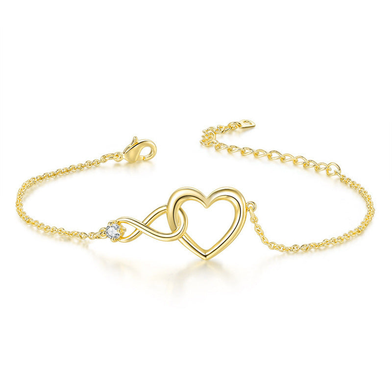 Bracelet en forme de cœur, bijoux à la mode, polyvalent, cadeau d'amour pour petite amie, saint-valentin