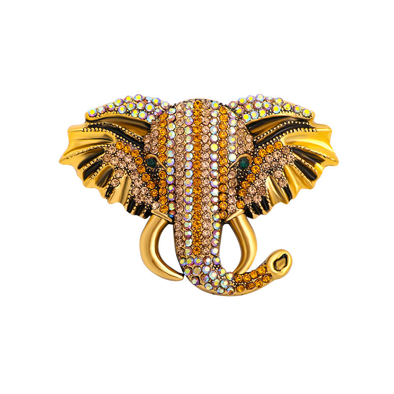 Broche éléphant en strass à la mode, broche Animal en strass, broche rétro