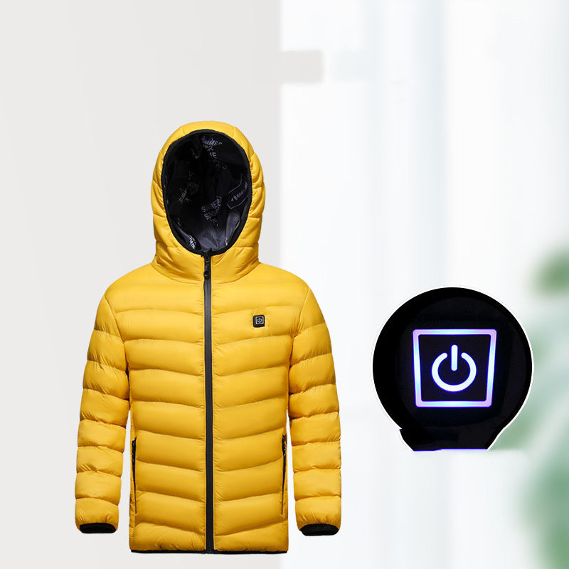 Pure Color Hooded Heating Warm Cotton Coat