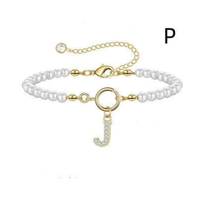 2024 Nytt Mode Toggle Lock Initial Armband Kvinnor AZ Bokstav Hänge 6mm Pärlarmband För Kvinnor Smycken Gåva