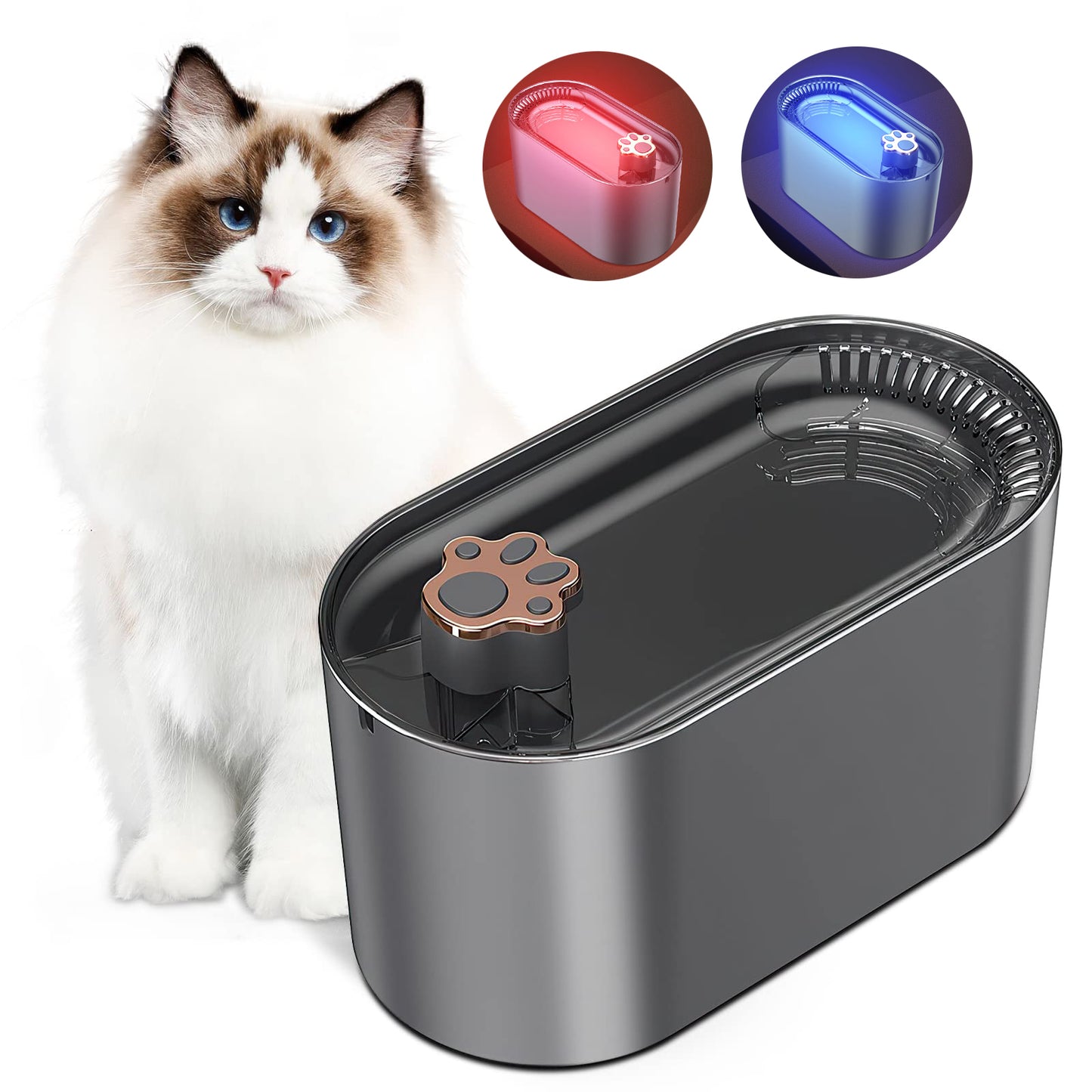 Filtre de fontaine d'eau pour chat 3L, abreuvoir automatique pour chiens et chats, distributeur d'eau ultra-silencieux avec lumière LED, produits pour animaux de compagnie