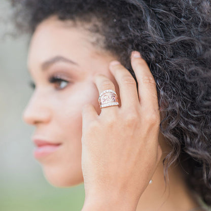 C it all Two-Tone Flower Petal Alloy Ring – US 6-10