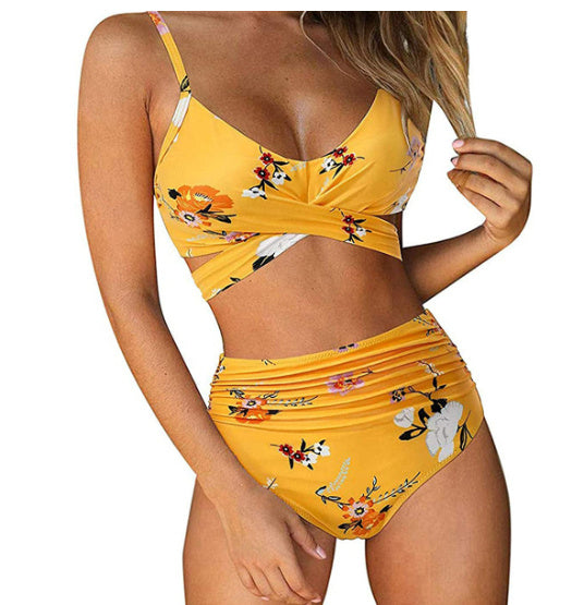 Kvinnor Sexig Soild Print Bikini Set Push Up Badkläder