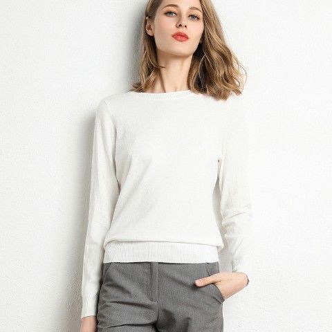 New Sweater Women Knitted Sweater Round Neck Bottoming Shirt