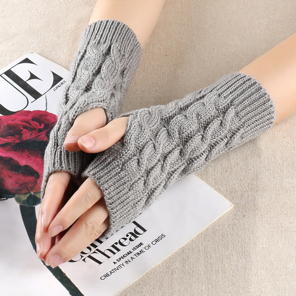 Warm Wool Gloves Winter Men's Open Finger