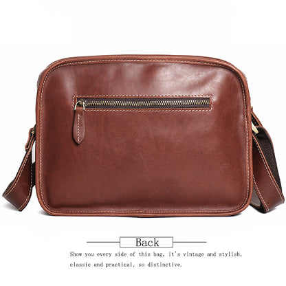 Men's Real-leather Bag Cowhide Casual Simple Shoulder