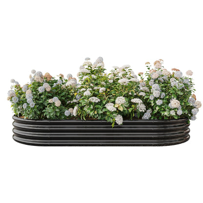 Oval metallförhöjd trädgårdsbädd