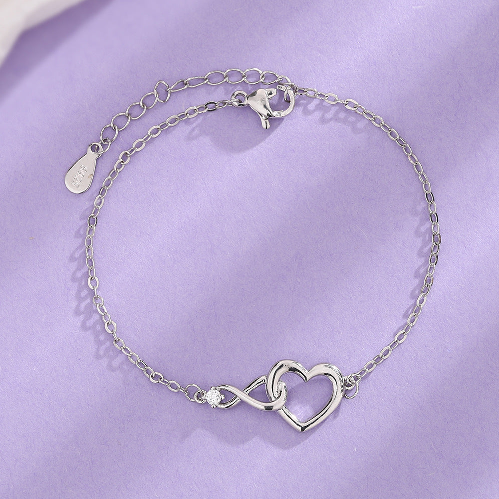 Bracelet en forme de cœur, bijoux à la mode, polyvalent, cadeau d'amour pour petite amie, saint-valentin