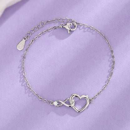 Bracelet en forme de cœur, bijoux à la mode, polyvalent, cadeau d'amour pour petite amie, saint-valentin