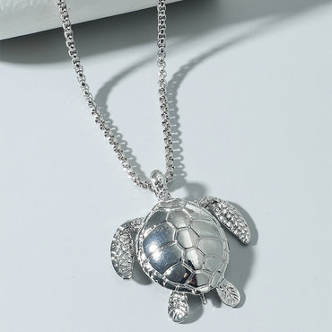 Silver Sea Turtle Men Necklace