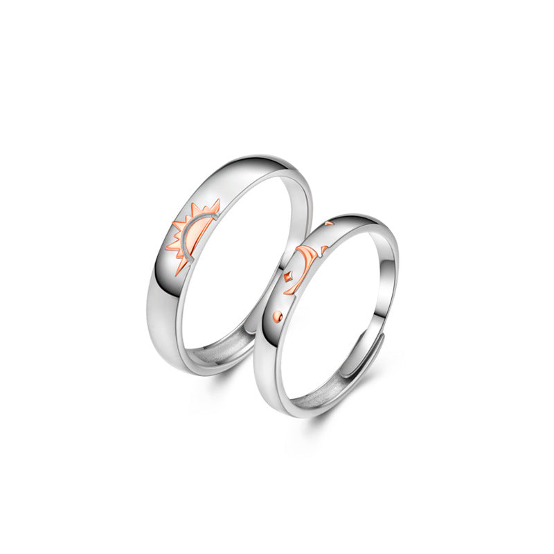 Sun Moon Sterling Silver Couple Rings For Women And Men