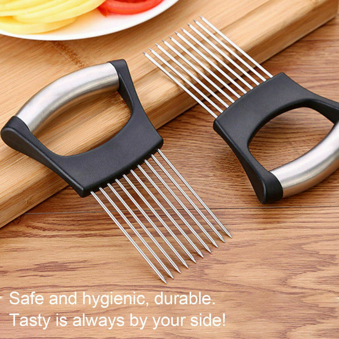 Food Slice Assistant - Rostfritt stål Lökhållare Slicer Tomat Cutter NonSlip 