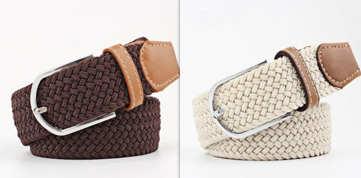 Women's Canvas Student Casual Stretch Braided Needle Buckle Belt - Youthful Confidence