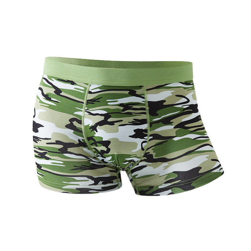 Kamouflage Herrunderkläder Modal Andningsbara Boxers Med Mellanhög Midja Mönstrade Boxers