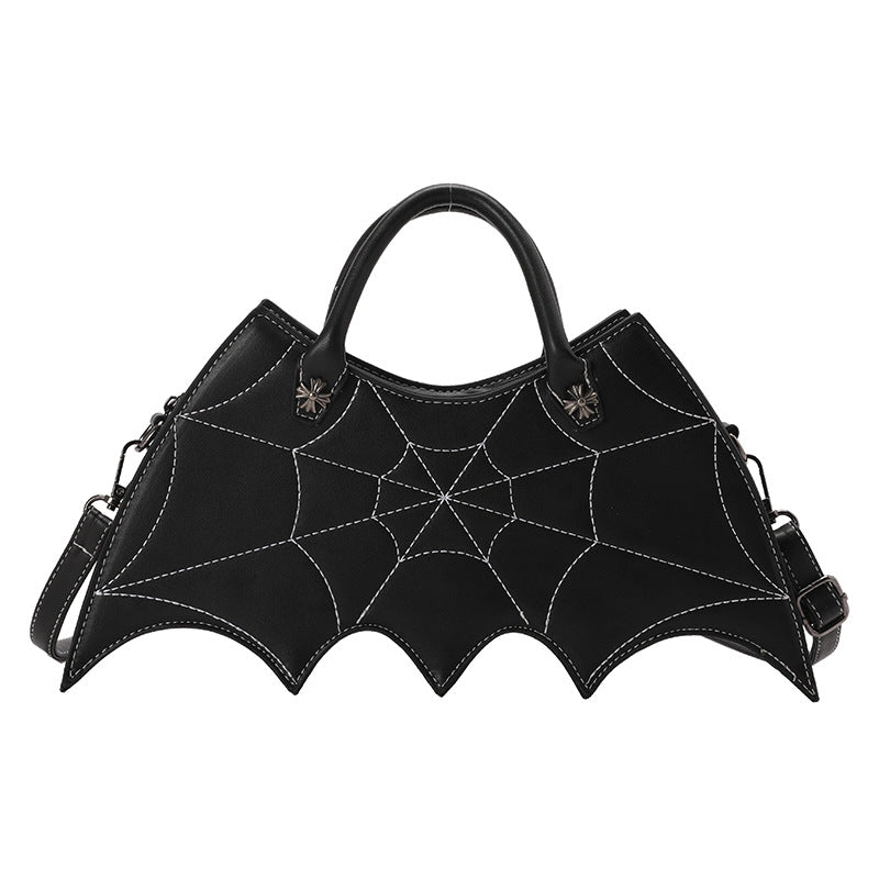 Halloween Spider Web Shape Axelväskor Personality Batgirl Tide Pu Handväskor Fashoin Messenger Crossbody Bag