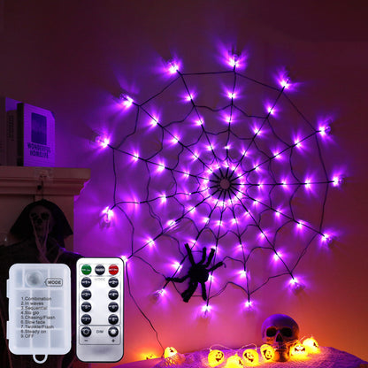 Halloween Led Spider Web String Light 5v Fjärrkontroll 8 Lägen Net Mesh Atmosfär Lampa utomhus inomhus Party Inredning led ljusa