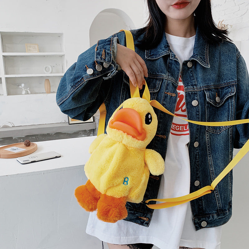 Sac à dos pour enfants, petit canard jaune, sac de décoration pour fille, peluche