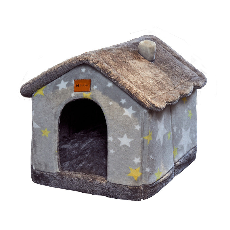 Maison pliable pour chien et chat, lit d'hiver pour chien, niche de sommeil, nid amovible, grotte chaude et fermée, canapé, fournitures pour animaux de compagnie