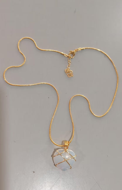 Collier en pierre de lune à la mode, pour princesse de dessin animé, amour fille, bijoux fantaisie